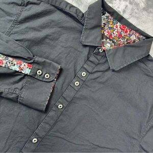 Rock Roll-n-Soul Black Button Down Shirt Mens XL Embroidered Skull Guitar Wings